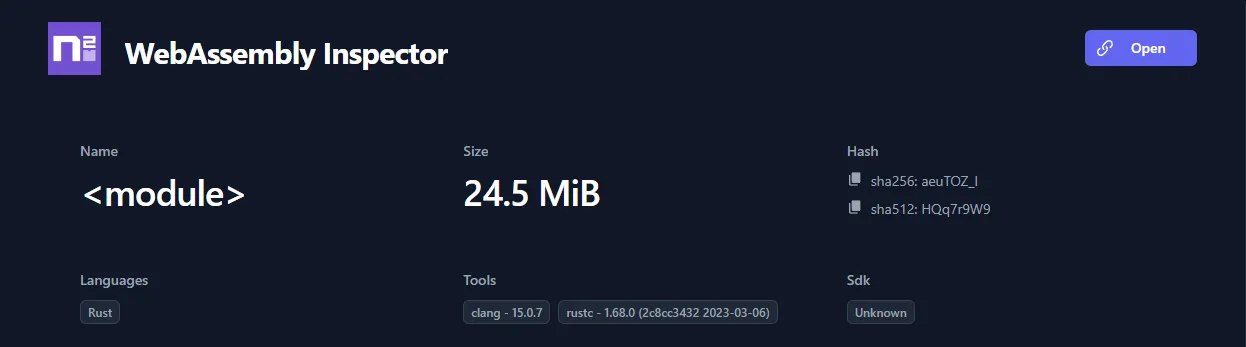 The WASM Analyzer Metadata overview